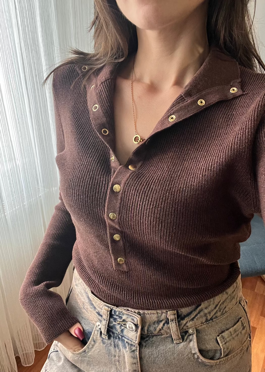 KAHVE ÇITÇITLI BOĞAZLI KAZAK