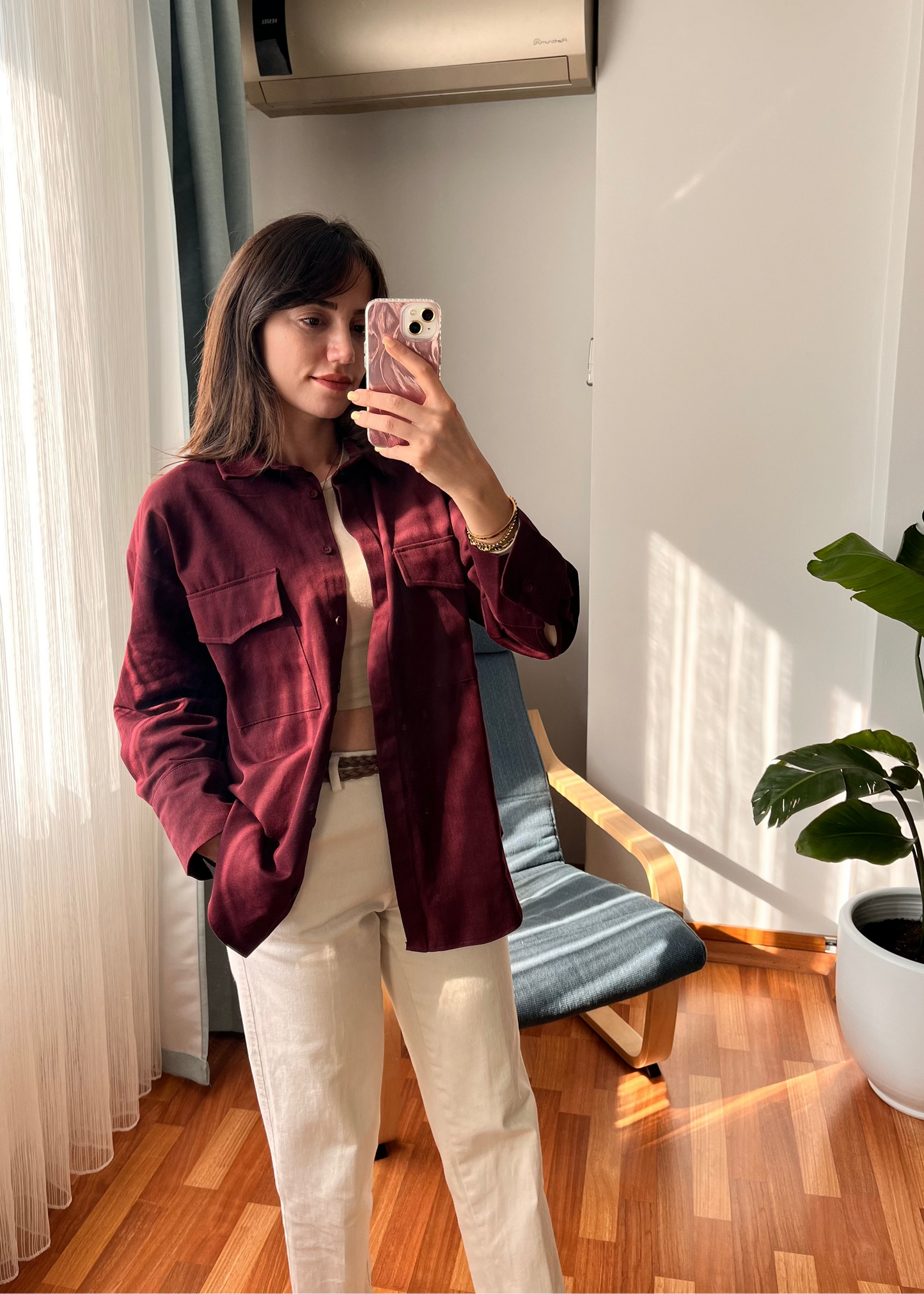 GABARDİN GÖMLEK BORDO