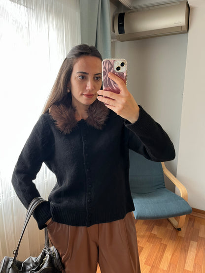 KÜRK YAKA HIRKA SİYAH