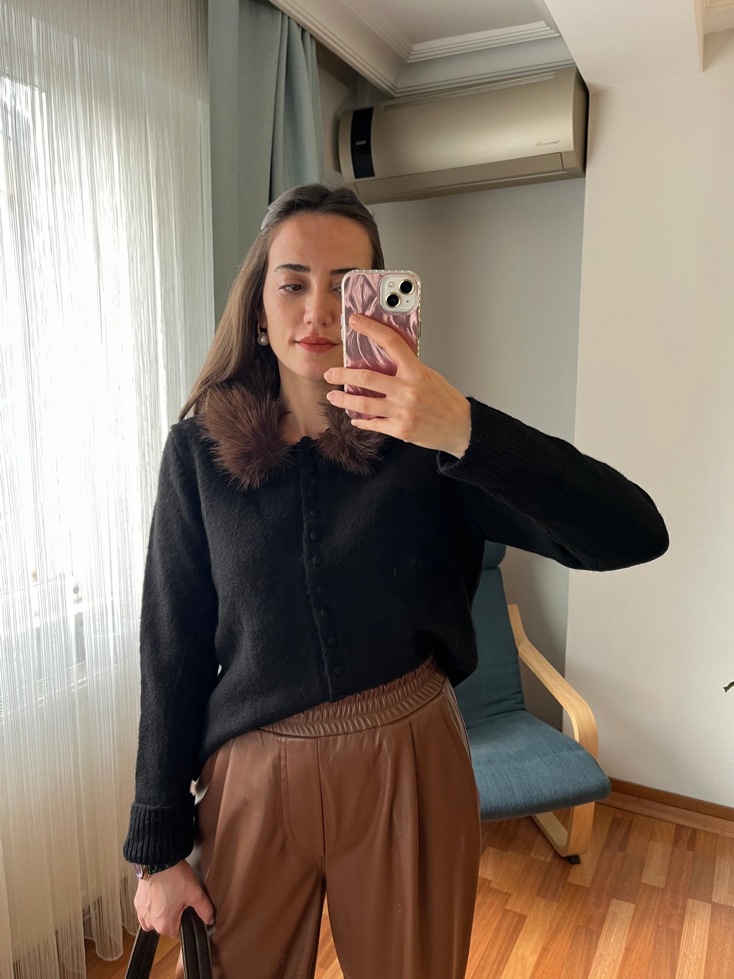 KÜRK YAKA HIRKA SİYAH