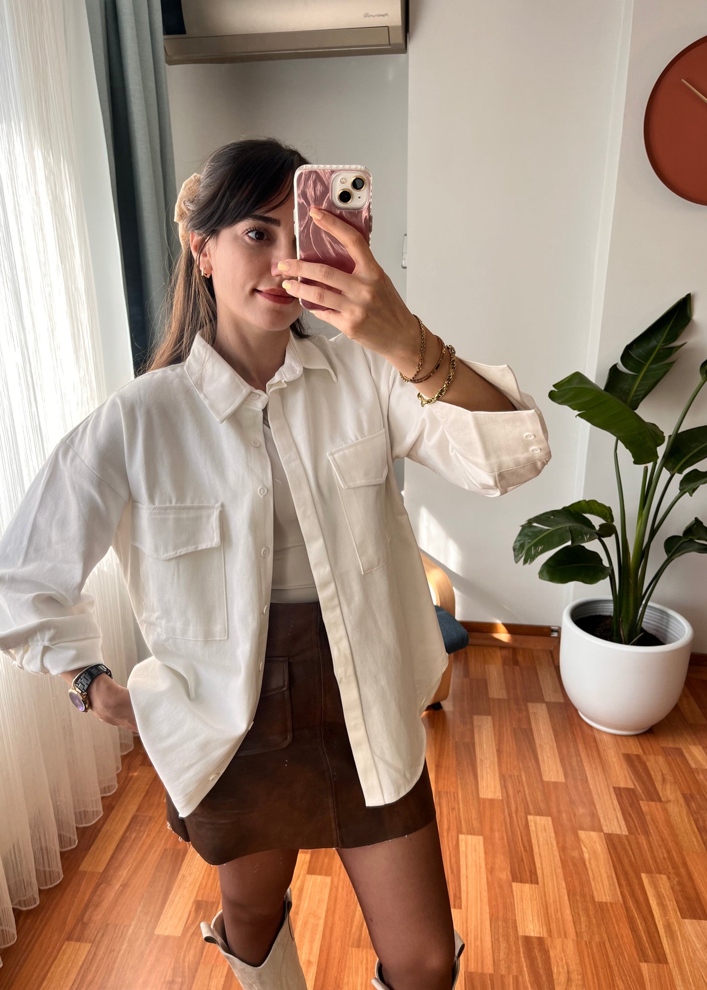 GABARDİN GÖMLEK KREM