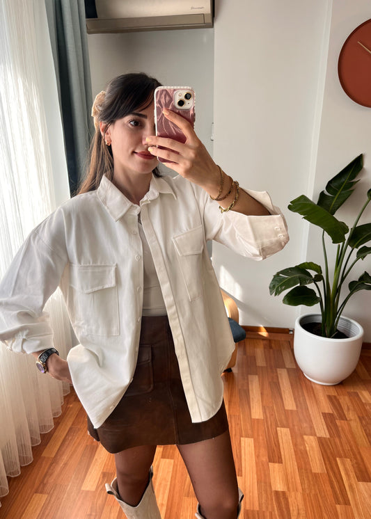 GABARDİN GÖMLEK KREM