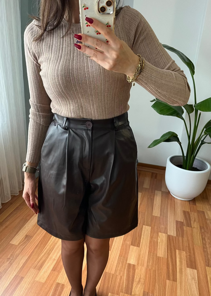 DERİ ŞORT ACI KAHVE