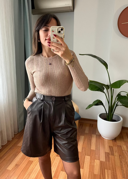 DERİ ŞORT ACI KAHVE