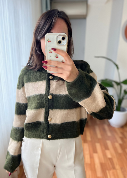 HAKİ BEJ İKİ RENKLİ HIRKA