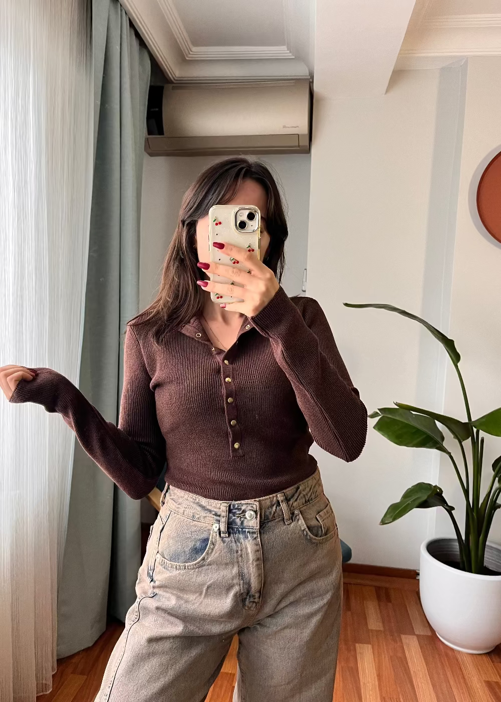 KAHVE ÇITÇITLI BOĞAZLI KAZAK