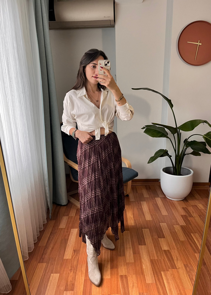 KAHVE PARÇALI EKOSE ETEK