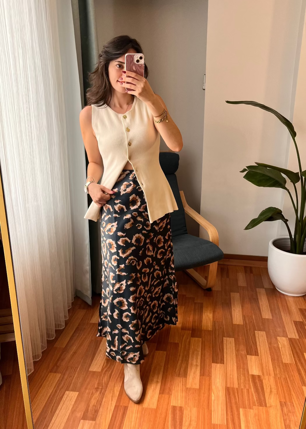 DESENLİ MİDİ SATEN ETEK