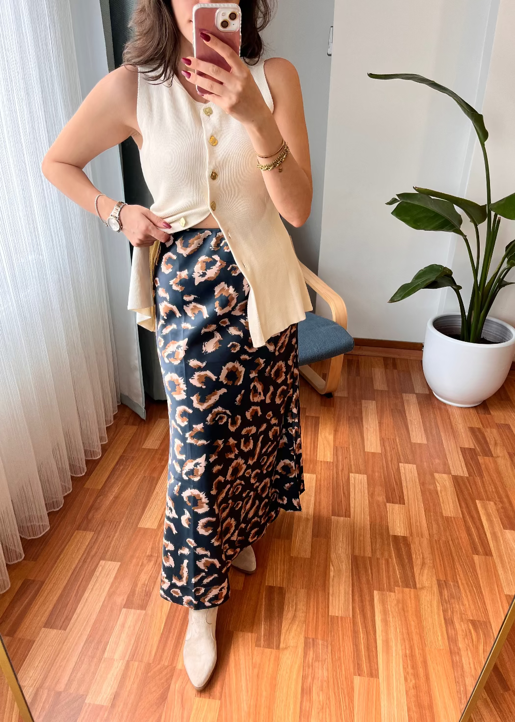 DESENLİ MİDİ SATEN ETEK