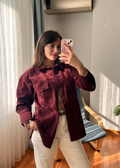 GABARDİN GÖMLEK BORDO