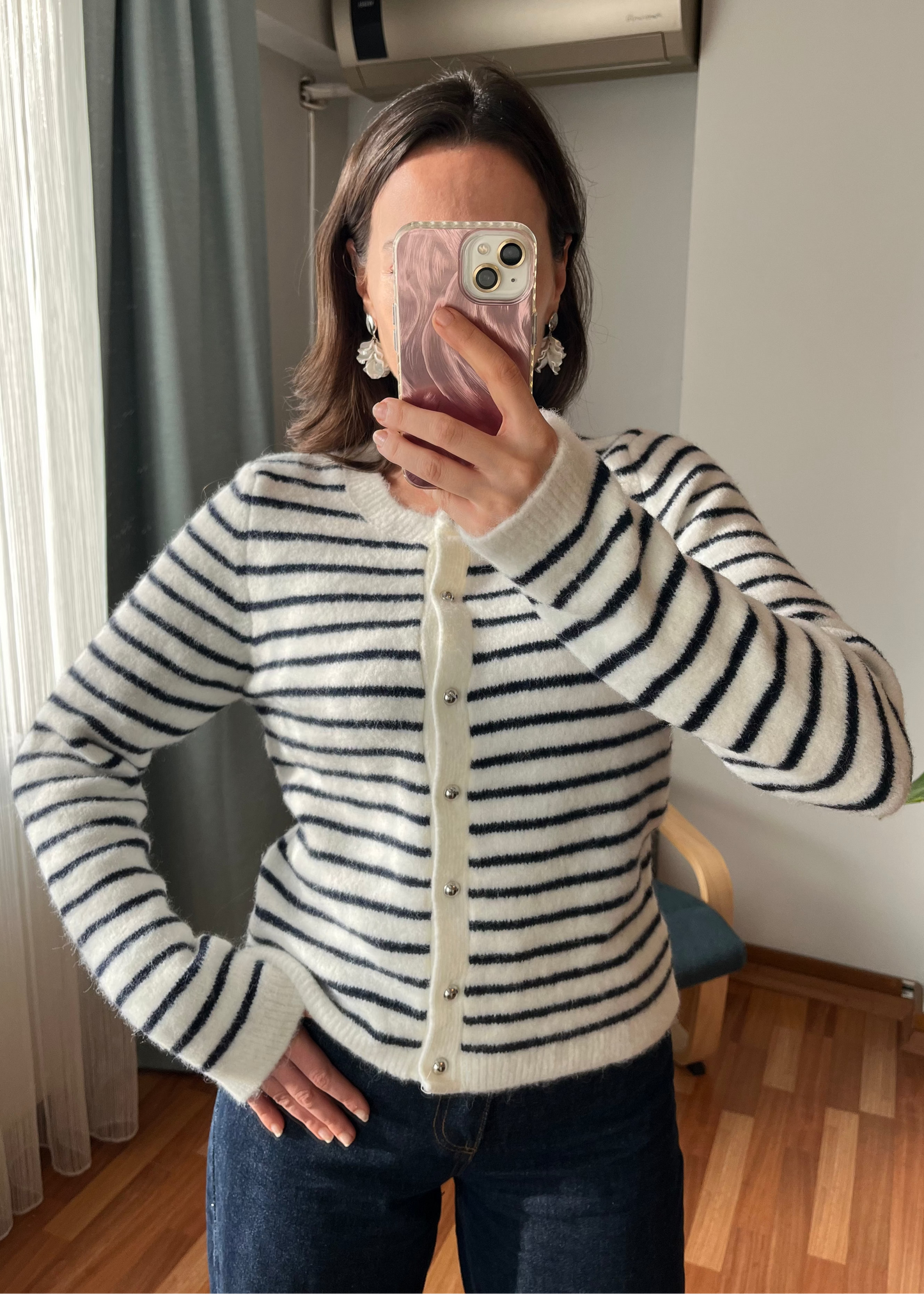 LACİVERT ÇİZGİLİ HIRKA